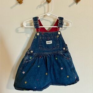 OshKosh B'gosh Vintage Embroidered Denim Jumper Floral 24 Month